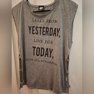 Gray Sleeveless Graphic Top